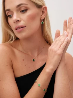 Vert - Jon Richard Jets Bracelet trèfle en émail
