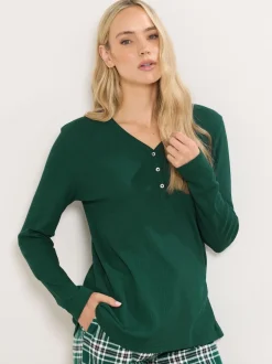 Vert - Long Tall Sally haut de pyjama gaufré à manches longues