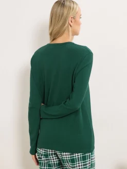 Vert - Long Tall Sally haut de pyjama gaufré à manches longues