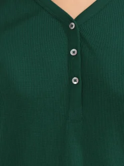 Vert - Long Tall Sally haut de pyjama gaufré à manches longues