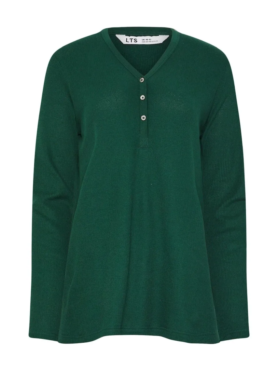 Vert - Long Tall Sally haut de pyjama gaufré à manches longues