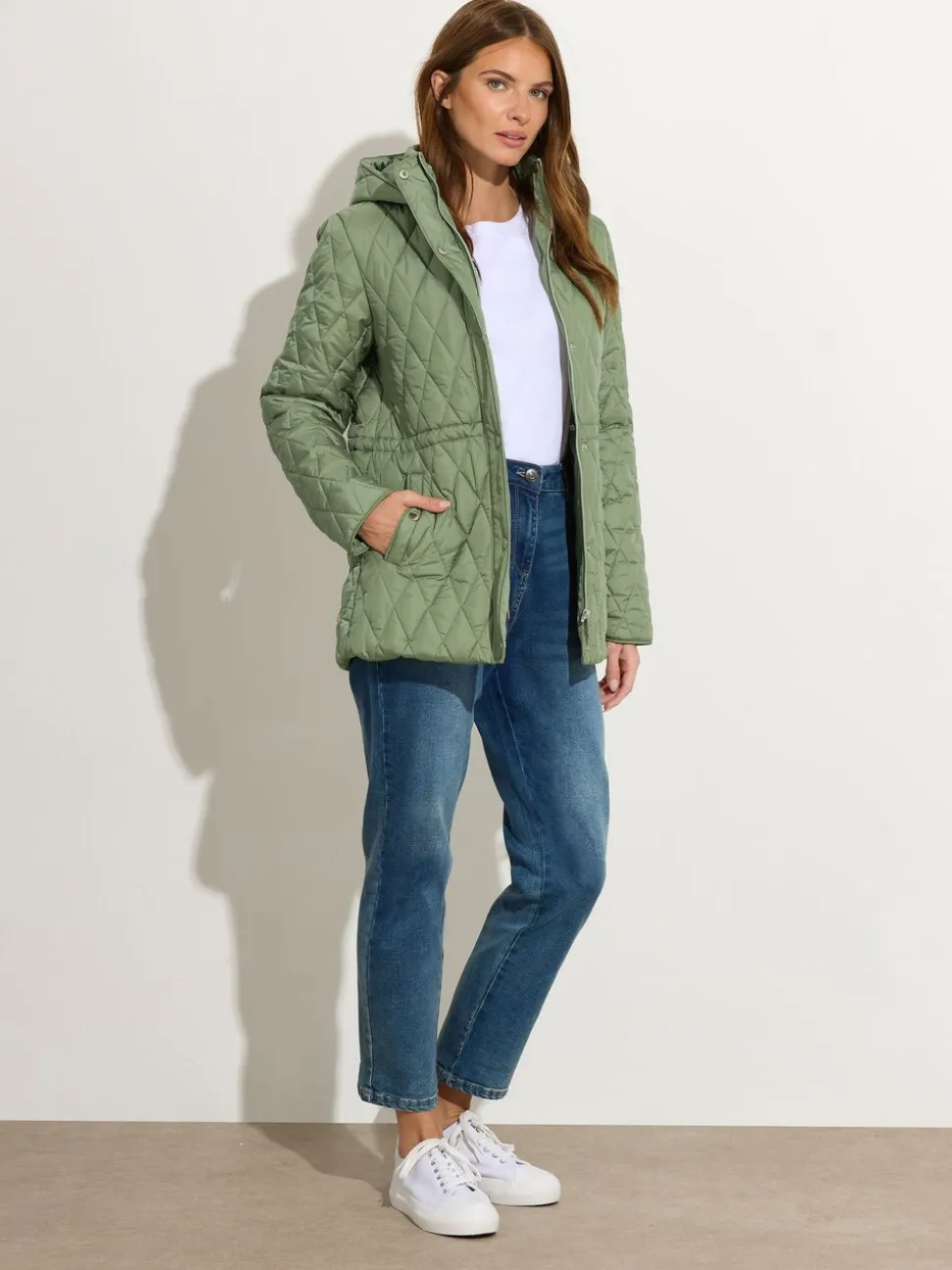 Vert - M&Co courte veste matelassée en diamant