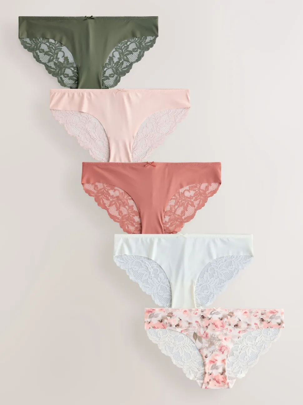 vert - No VPL Lace Back Briefs 5 Pack