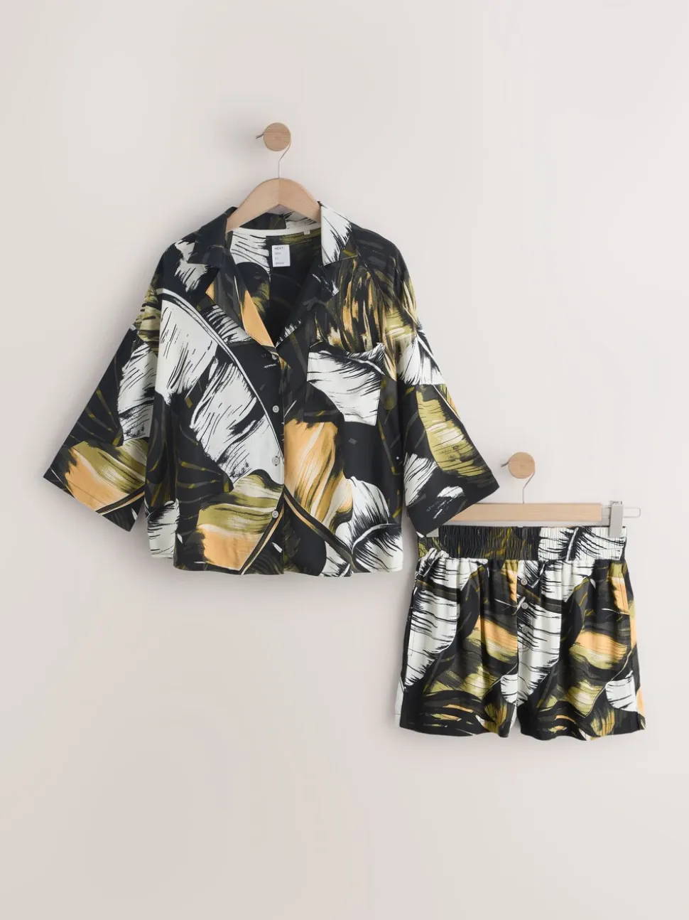 Vert à palmiers - Ensemble Pyjamas Shorts boutonné