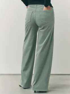 vert - Pantalon large en denim de jersey