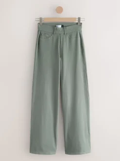 vert - Pantalon large en denim de jersey