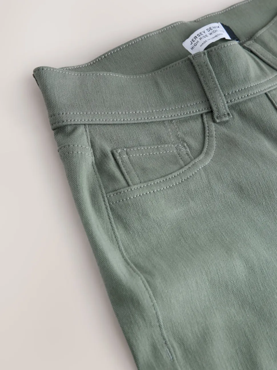 vert - Pantalon large en denim de jersey