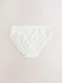 Vert à petites fleurs - Lot de 4 culottes en coton et dentelle