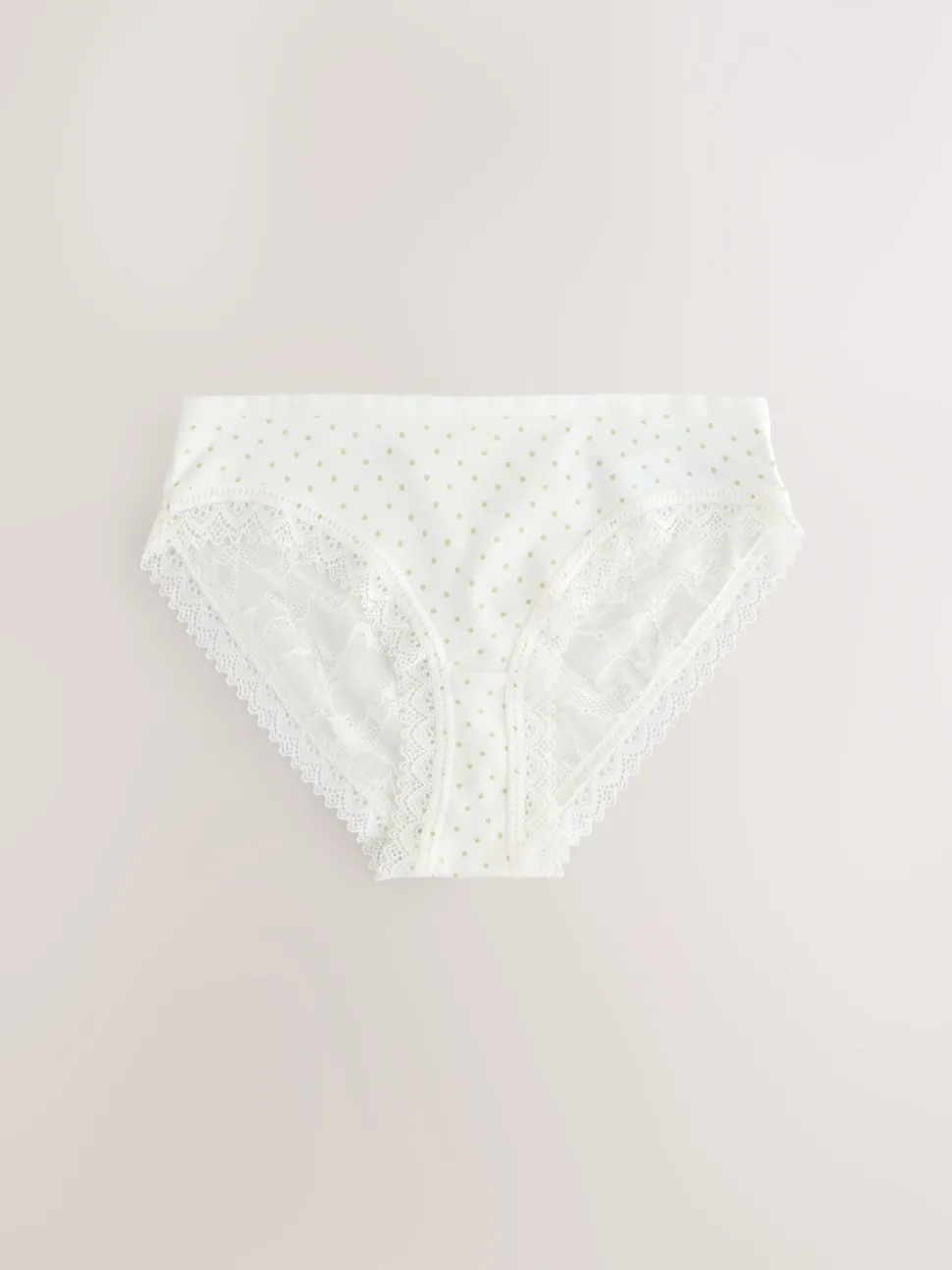 Vert à petites fleurs - Lot de 4 culottes en coton et dentelle