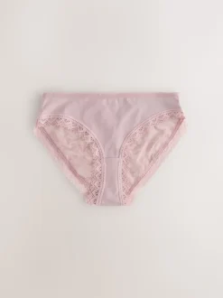 Vert à petites fleurs - Lot de 4 culottes en coton et dentelle