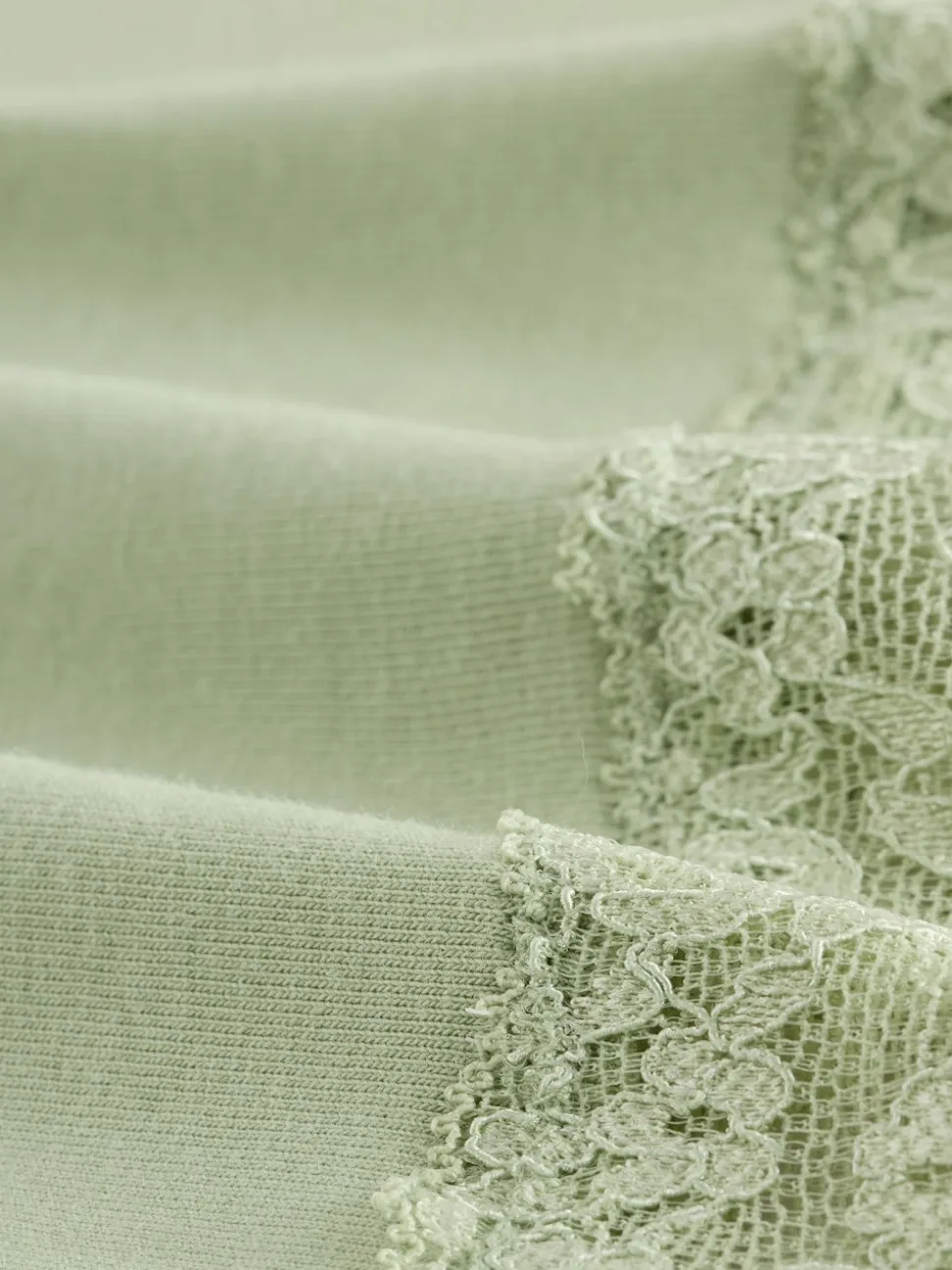 Vert à petites fleurs - Lot de 4 culottes en coton et dentelle