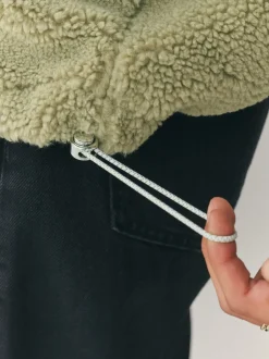 vert - Polaires Borg à col zippé avec col en fourrure