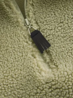 vert - Polaires Borg à col zippé avec col en fourrure