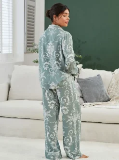Vert - Pyjama Laura Ashley Josette boutonné