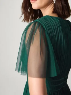 Vert - Robe de demoiselle d’honneur Monsoon Emily en tulle à manches courtes