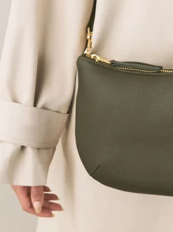 Vert - Sac à bandoulière en cuir avec scoop