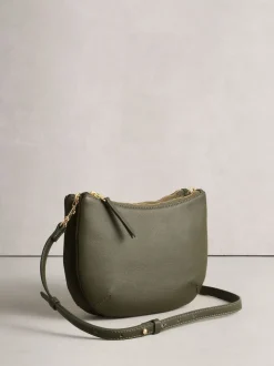 Vert - Sac à bandoulière en cuir avec scoop