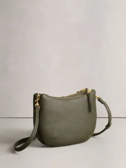 Vert - Sac à bandoulière en cuir avec scoop