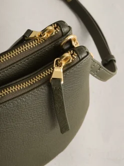 Vert - Sac à bandoulière en cuir avec scoop