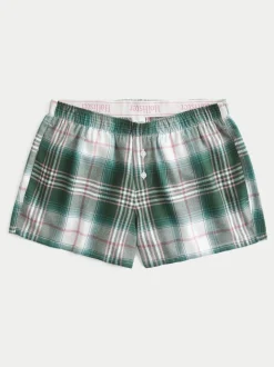 Vert - Short de pyjama Hollister à carreaux en flanelle de Noël avec ceinture à logo