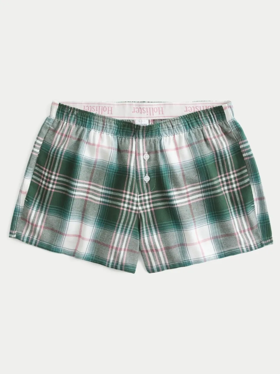 Vert - Short de pyjama Hollister à carreaux en flanelle de Noël avec ceinture à logo