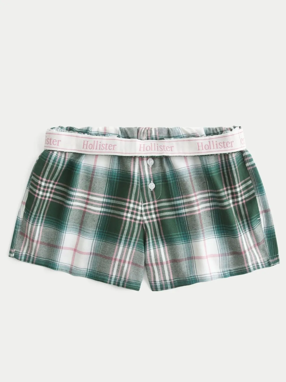 Vert - Short de pyjama Hollister à carreaux en flanelle de Noël avec ceinture à logo