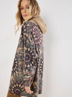 Vert - Sweat à capuche tunique à capuche abricot Mandala