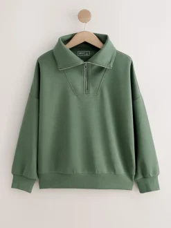vert - Sweat-shirt Active Quarter Zip en modal