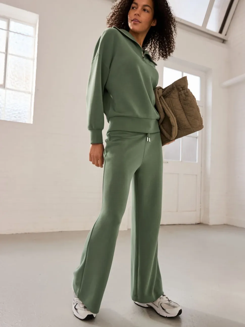 vert - Sweat-shirt Active Quarter Zip en modal