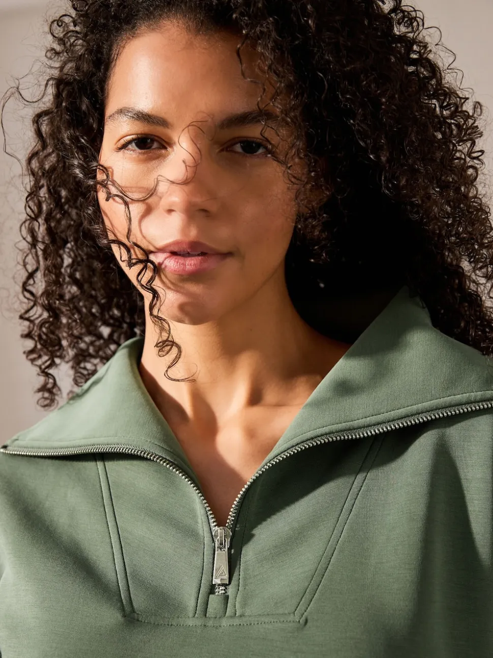 vert - Sweat-shirt Active Quarter Zip en modal