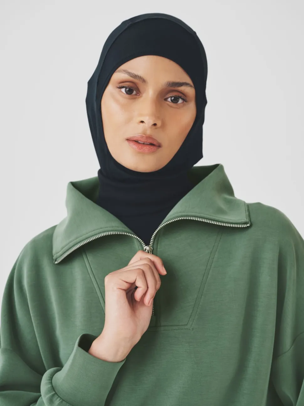 vert - Sweat-shirt Active Quarter Zip en modal