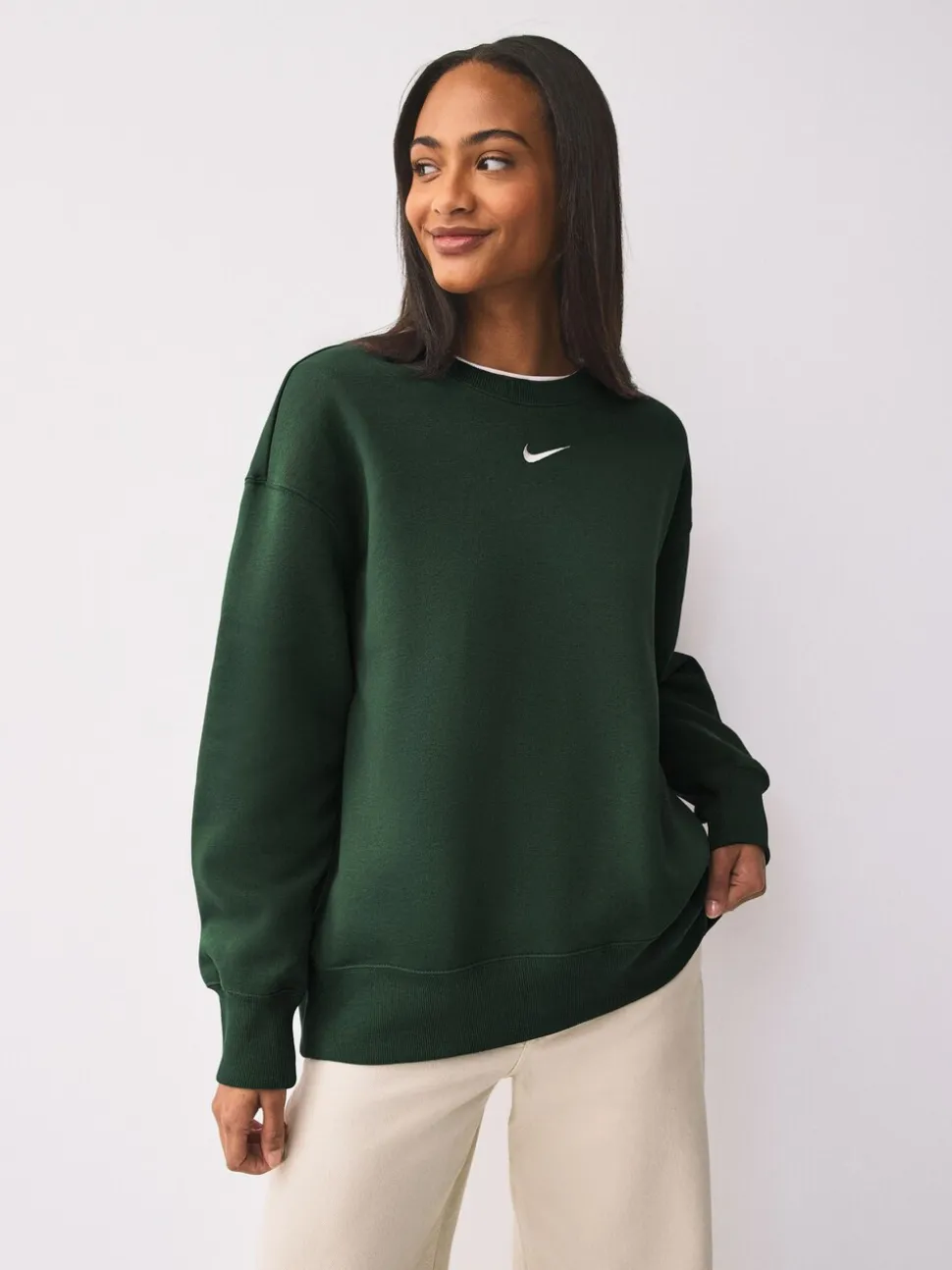 Vert - Sweat-shirt Nike en polaire oversize à col rond