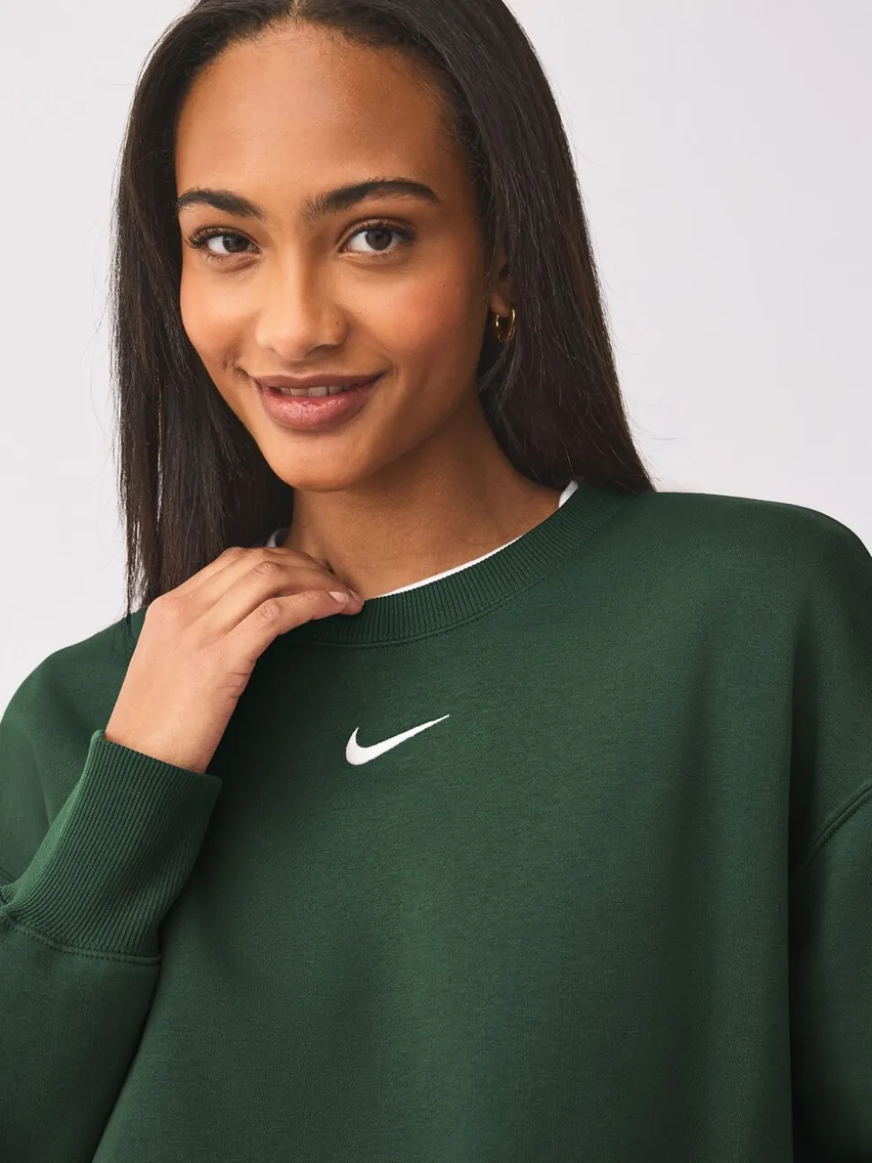 Vert - Sweat-shirt Nike en polaire oversize à col rond