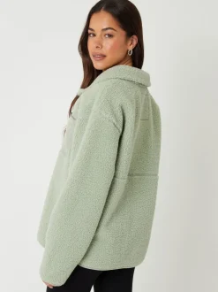 Vert - Threadbare Half Zip Borg Fleece