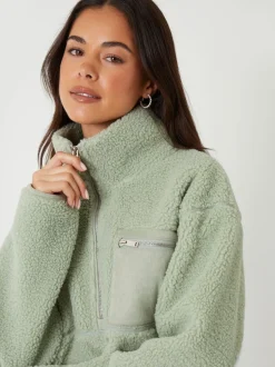 Vert - Threadbare Half Zip Borg Fleece