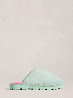 Vert - White Stuff Chaussons mules en fausse fourrure