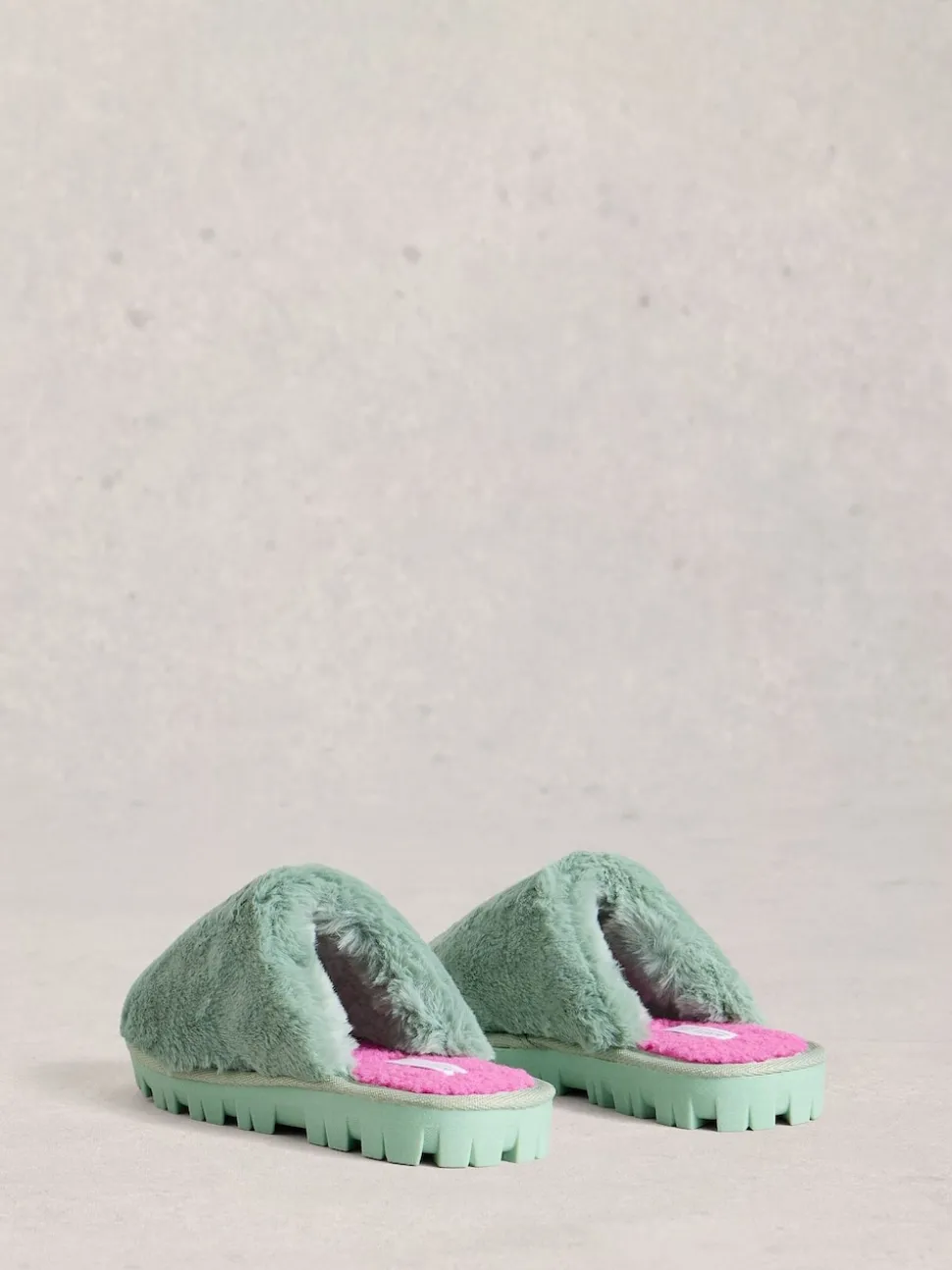 Vert - White Stuff Chaussons mules en fausse fourrure