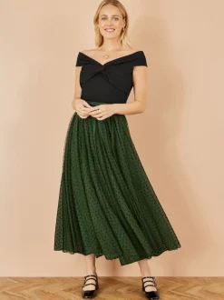 Vert - Yumi Maille Cœur Imprimé Tulle Jupes