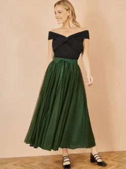 Vert - Yumi Maille Cœur Imprimé Tulle Jupes