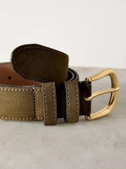 Vert atténué - Ceinture N. Premium Made in Italy en daim