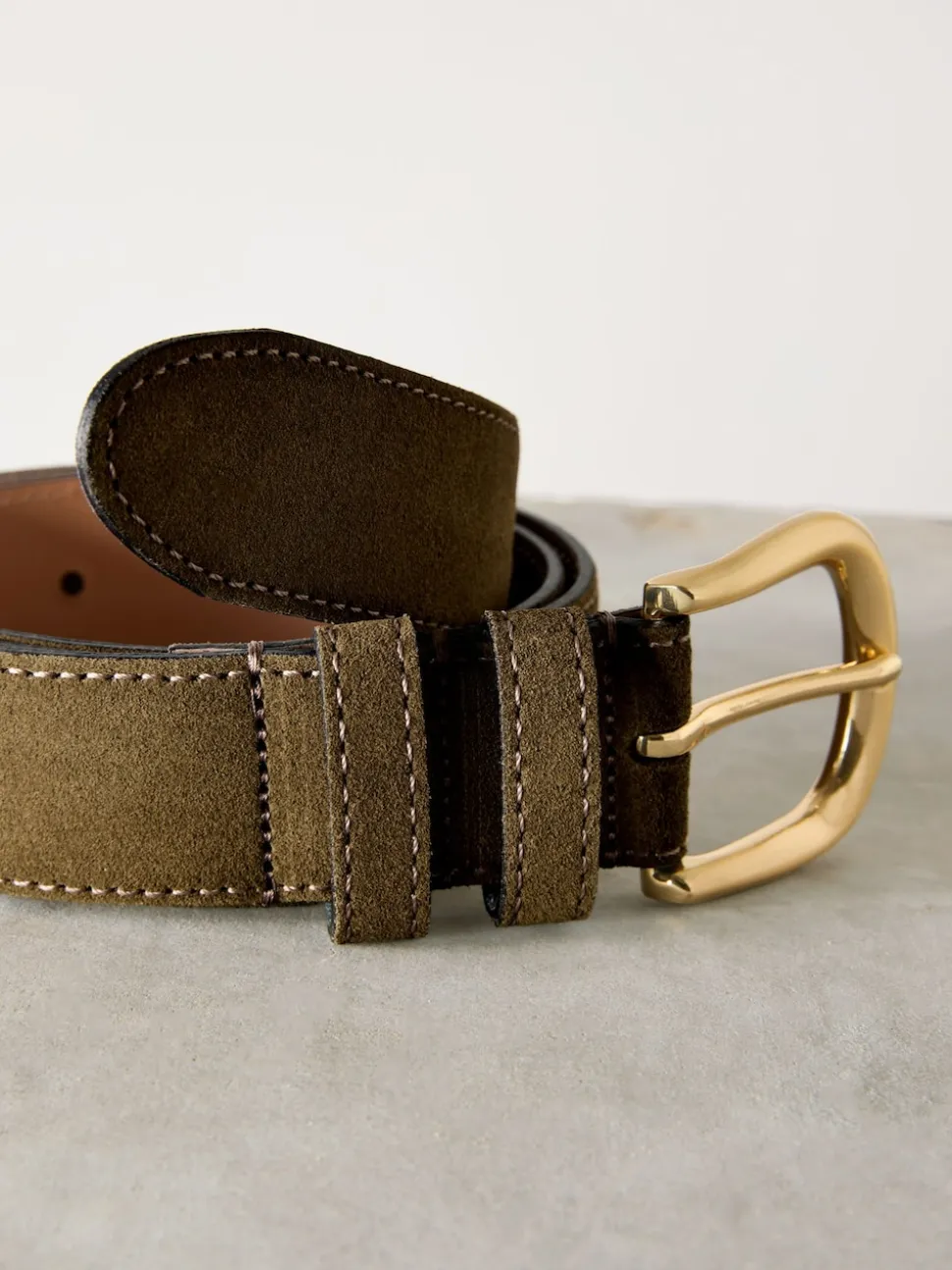 Vert atténué - Ceinture N. Premium Made in Italy en daim
