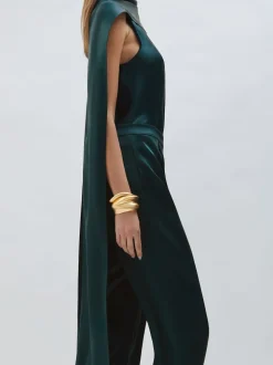 Vert bleu sarcelle - Combinaison Cape Reiss Farah en satin à ceinture
