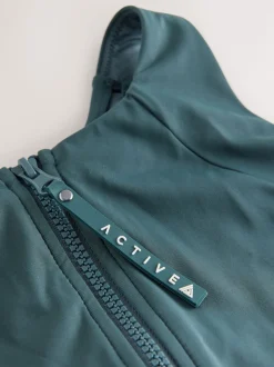 Vert bleu sarcelle - Haut de bikini raccourci Active à col montant