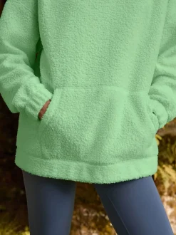 Vert citron - Sweat-shirt à capuche doux Borg à manches longues
