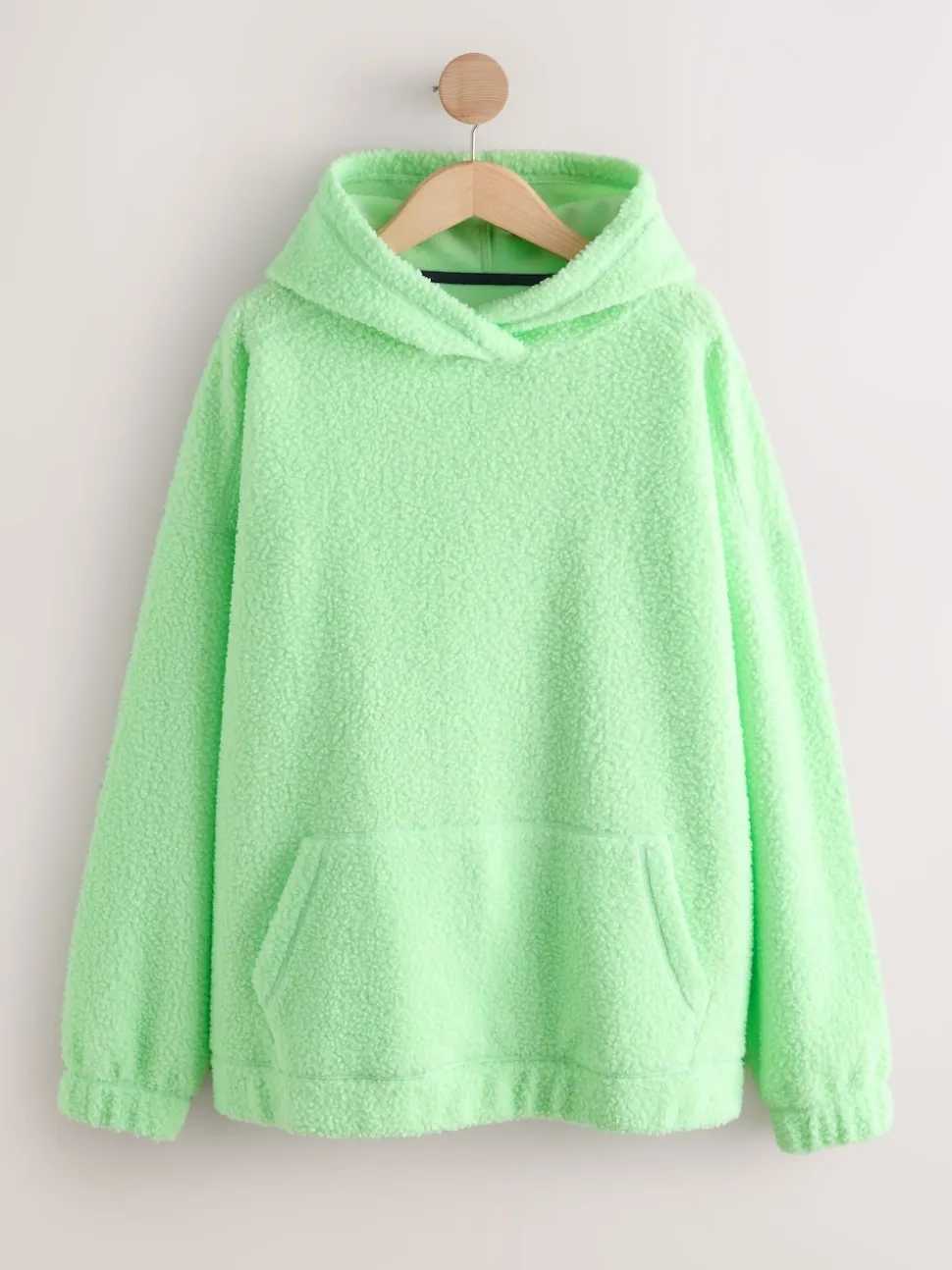 Vert citron - Sweat-shirt à capuche doux Borg à manches longues