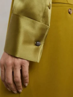 Vert clair - Chemise Reiss Ameira à patte de boutonnage dissimulée en satin de soie
