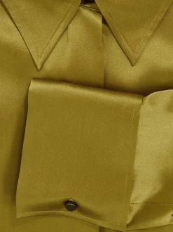Vert clair - Chemise Reiss Ameira à patte de boutonnage dissimulée en satin de soie