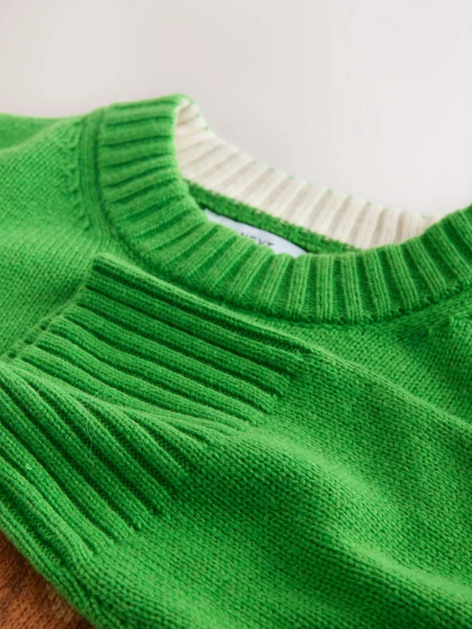 Vert croissant graphique - Pull à col rond à manches longues en laine