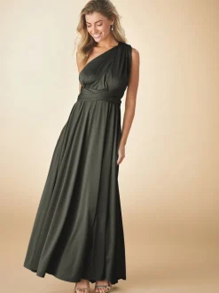 vert foncé - Robe longue de demoiselle d’honneur multicolore en jersey pour invitée de mariage