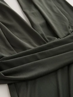 vert foncé - Robe longue de demoiselle d’honneur multicolore en jersey pour invitée de mariage